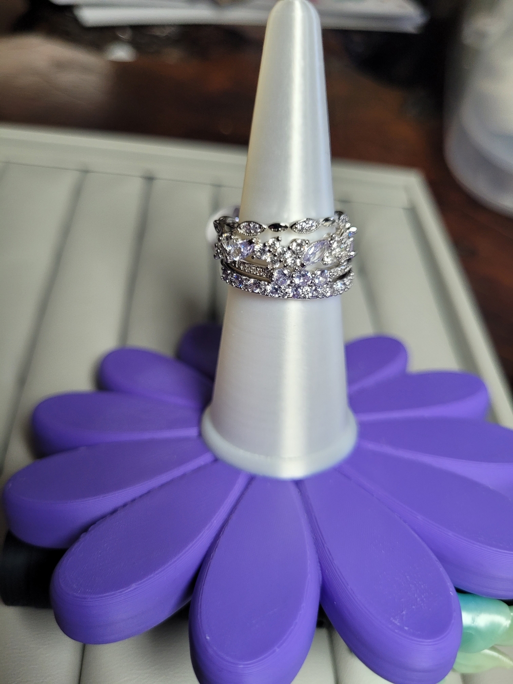 Bomb Party Delicates Ring Set Size 7 Light Lavender & Clear CZ
